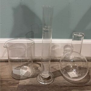 Vintage laboratory mad scientist Chemistry Glass Flasks Set Of 3